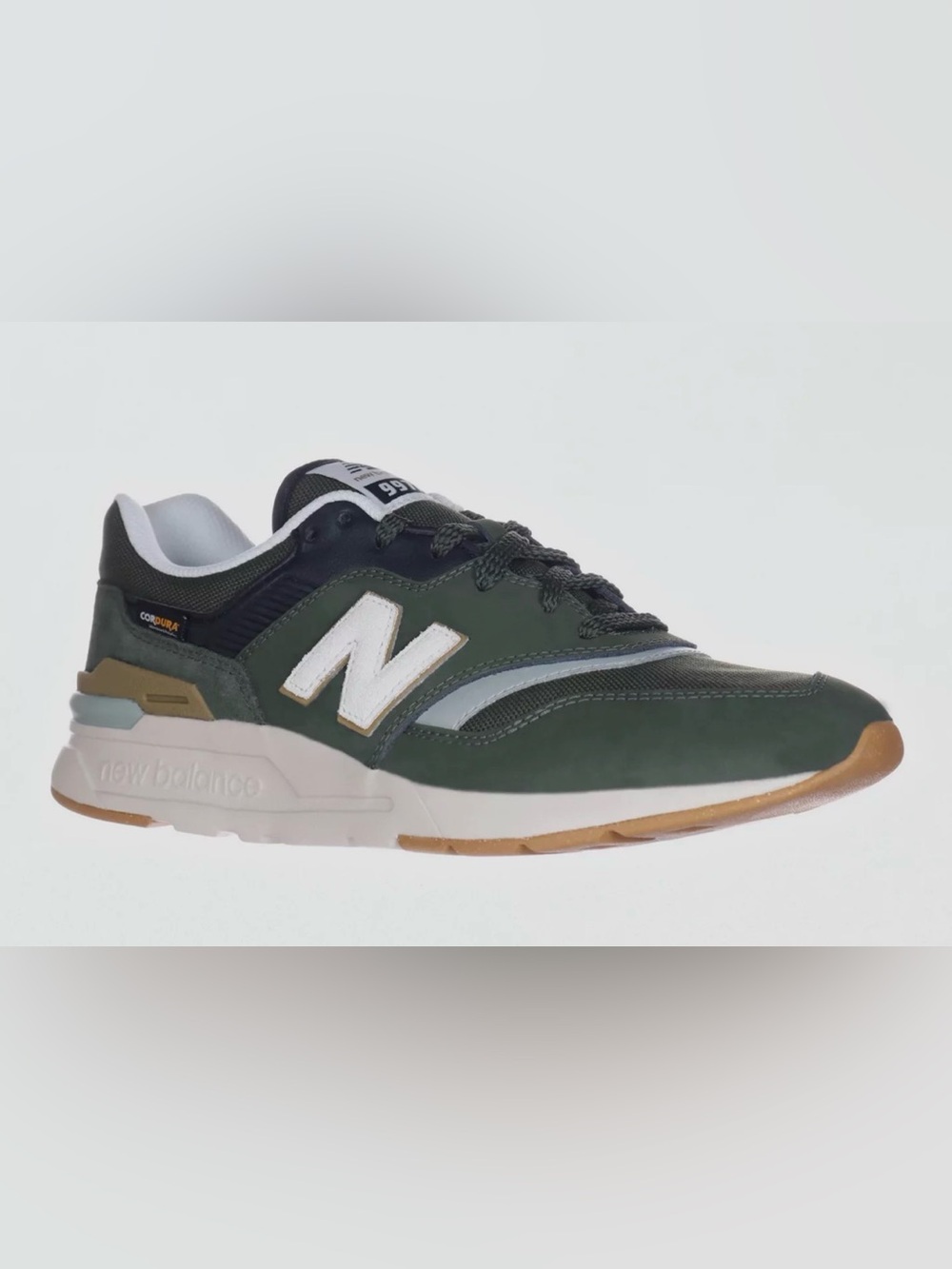 New Balance Olive Green and White Runner Sneakers